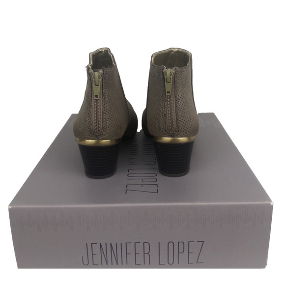 Jennifer Lopez Women's Ankle Boots Heels Size 7.5 Reba Gold Back Zip - Picture 2 of 9